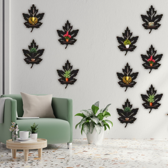 Nature’s Elegance – 10-Piece Leaf Wooden Wall Art Set