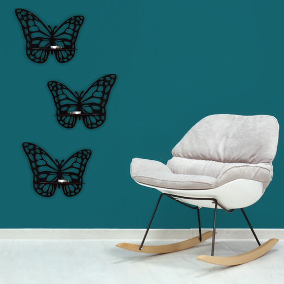 Flutter in Wood – 3-Piece Butterfly Wooden Wall Art Set