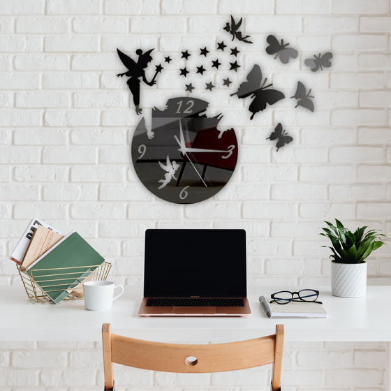 Fairy & Butterfly – Enchanted Wooden Wall Clock