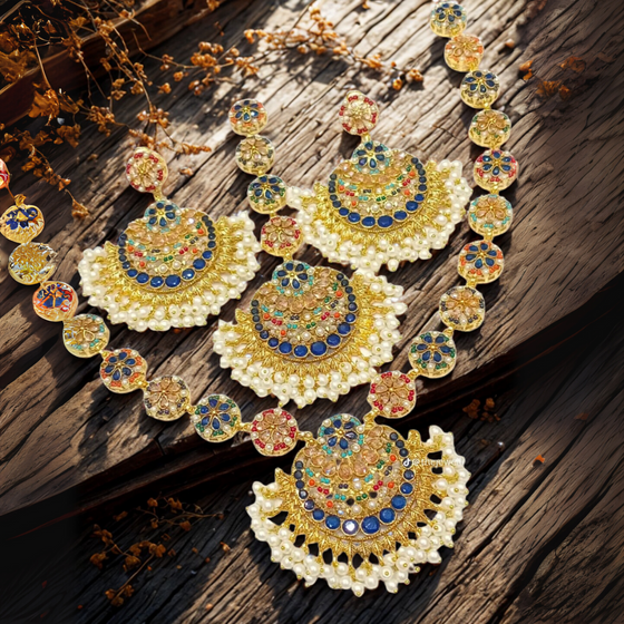 Traditional Kundan Choker Set with Earrings & Forehead Tikka