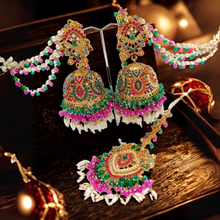  Elegant Nauratan Bridal Set – 9-Gemstone Jewelry with Jhumkas & Teeka