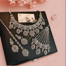  Floral Motif Bridal Set with Cubic Zirconia & Semi-Precious Stones