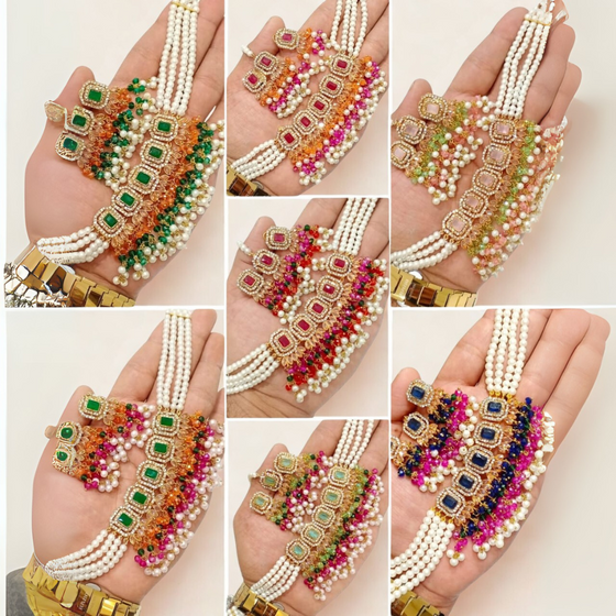 Luxury Zircon Choker Jewelry Set for Weddings & Parties