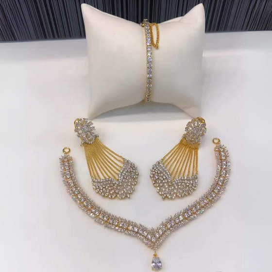 Elegant American Diamond Jewelry Set – Necklace & Earrings